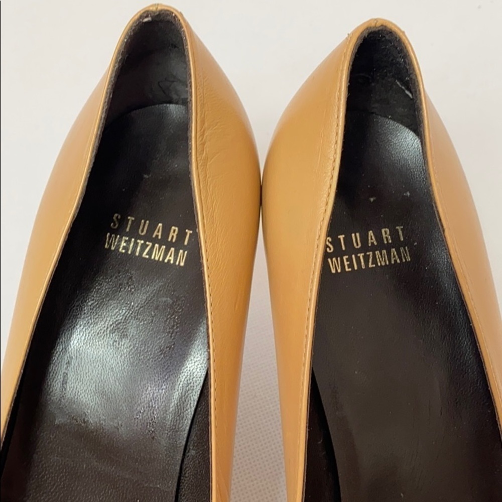Stuart Weitzman Tan Leather Pointy Toe Heels - image 3